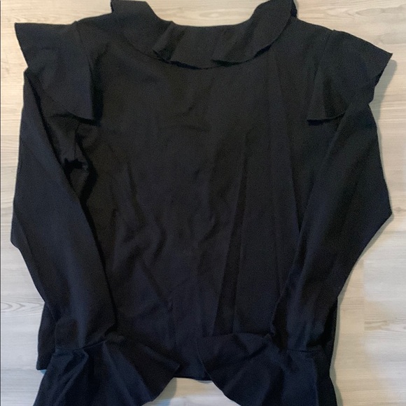 Bebe Black Ruffled Bell Sleeve Blouse - Picture 4 of 4